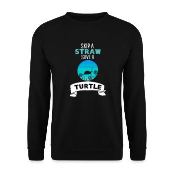 Meeresschildkröte Ozean Tier Retro Schildkröte - Unisex Pullover - Schwarz - Vorne - Alina (178cm) & Michal (187cm)