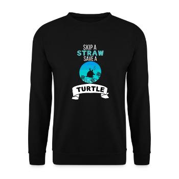 Rétro Océan Amoureux des animaux Protection du climat Tortue - Sweat-shirt Unisexe - noir - Devant - Alina (178cm) & Michal (187cm)