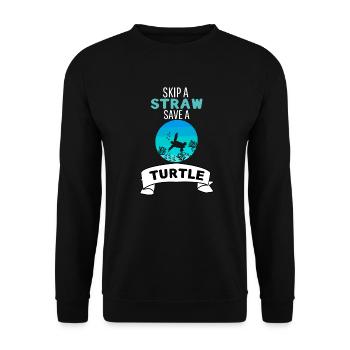 Animal Lovers Ocean Animal Retro Turtle - Unisex Sweatshirt - black - Front - Alina (178cm) & Michal (187cm)