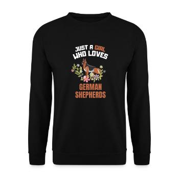 Flowers Dogs German Shepherd Girl - Unisex Sweatshirt - black - Front - Alina (178cm) & Michal (187cm)