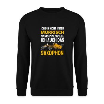 Lustige Geschenkidee Saxophonist Jazz Saxophon - Unisex Pullover - Schwarz - Vorne - Alina (178cm) & Michal (187cm)
