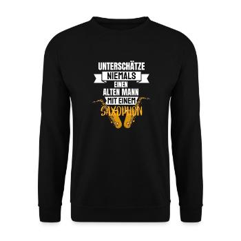 Saxophonist Jazz Musiker Renten Geschenk Saxophon - Unisex Pullover - Schwarz - Vorne - Alina (178cm) & Michal (187cm)