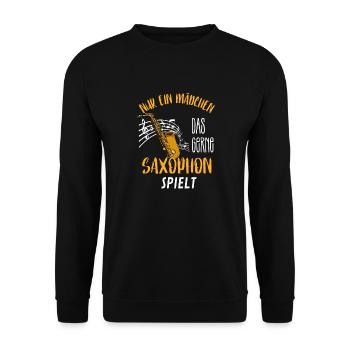 Jazz Musiker Musik Noten Mädchen Geschenk Saxophon - Unisex Pullover - Schwarz - Vorne - Alina (178cm) & Michal (187cm)