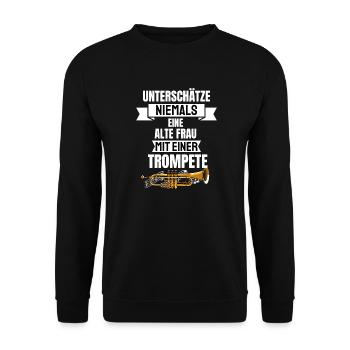 Trompeter Rentnerin Frauen Rente Geschenk Trompete - Unisex Pullover - Schwarz - Vorne - Alina (178cm) & Michal (187cm)