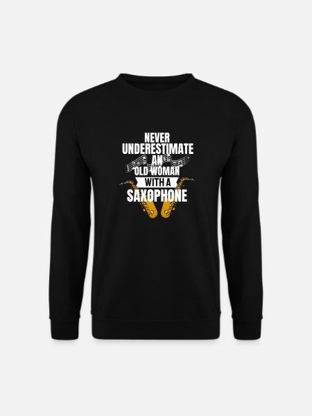 Musik Noten Rentnerin Musiker Geschenk Saxophon - Unisex Pullover - Schwarz