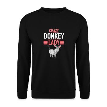 Farm Crazy Donkey Lady Women Cadeau Âne - Sweat-shirt Unisexe - noir - Devant - Alina (178cm) & Michal (187cm)