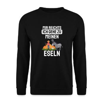 Bauernhof Landwirtschaft Lustiges Geschenk Esel - Unisex Pullover - Schwarz - Vorne - Alina (178cm) & Michal (187cm)