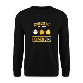 Bauernhof Lustiges Geschenk für Hühner Bauern Huhn - Unisex Pullover - Schwarz - Vorne - Alina (178cm) & Michal (187cm)