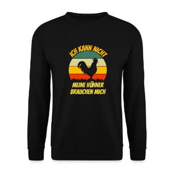 Lustiges Geschenk Retro Hühner Bauer Landwirt Huhn - Unisex Pullover - Schwarz - Vorne - Alina (178cm) & Michal (187cm)
