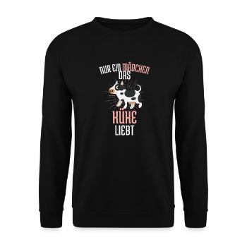Nur ein Mädchen das Kühe liebt Bauernhof Tier Kuh - Unisex Pullover - Schwarz - Vorne - Alina (178cm) & Michal (187cm)