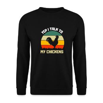 Farm Animal Farmer Funny Gift Retro Chicken - Unisex Sweatshirt - black - Front - Alina (178cm) & Michal (187cm)
