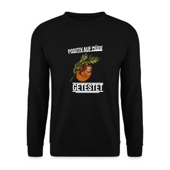 Zoo Tier Lustiges Geschenk Schlafendes Faultier - Unisex Pullover - Schwarz - Vorne - Alina (178cm) & Michal (187cm)