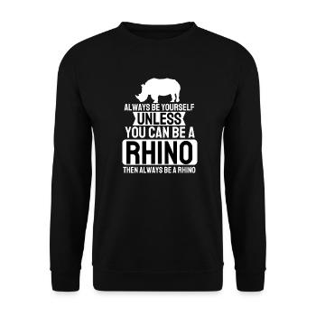 Africa Animal Rhinoceros Funny Gift Rhinoceros - Unisex Sweatshirt - black - Front - Alina (178cm) & Michal (187cm)