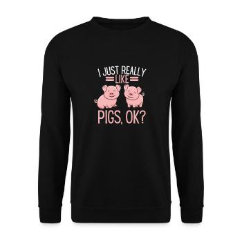 Cochon de cadeau drôle d'agriculteur d'animaux de ferme - Sweat-shirt Unisexe - noir - Devant - Alina (178cm) & Michal (187cm)