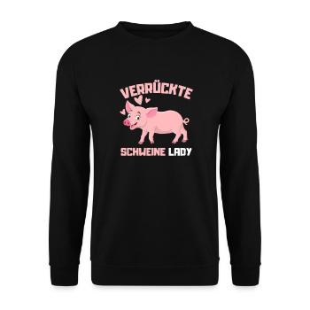 Bauernhof Schweine Bauer Frauen Geschenk Schwein - Unisex Pullover - Schwarz - Vorne - Alina (178cm) & Michal (187cm)