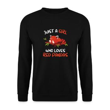 Chinesisches Tier Mädchen Geschenk Roter Panda - Unisex Pullover - Schwarz - Vorne - Alina (178cm) & Michal (187cm)