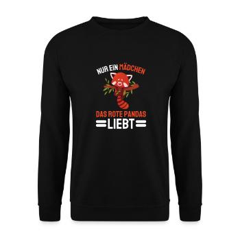 China Tierliebhaber Mädchen Geschenk Roter Panda - Unisex Pullover - Schwarz - Vorne - Alina (178cm) & Michal (187cm)