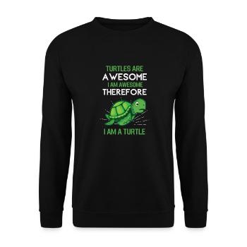 Meerestier Lustiges Geschenk Meeresschildkröte - Unisex Pullover - Schwarz - Vorne - Alina (178cm) & Michal (187cm)