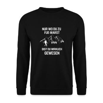 Lustiges Geschenk Wandern Natur Wanderer - Unisex Pullover - Schwarz - Vorne - Alina (178cm) & Michal (187cm)