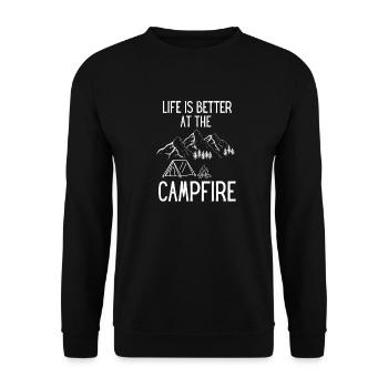 Lagerfeuer Camper Natur Geschenk Camping - Unisex Pullover - Schwarz - Vorne - Alina (178cm) & Michal (187cm)