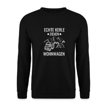 Camper Wohnwagen Männer Geschenk Camping - Unisex Pullover - Schwarz - Vorne - Alina (178cm) & Michal (187cm)