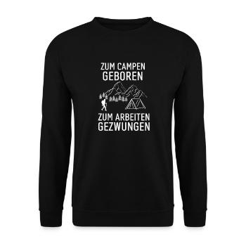 Wohnmobil Camper Lustiges Geschenk Camping - Unisex Pullover - Schwarz - Vorne - Alina (178cm) & Michal (187cm)
