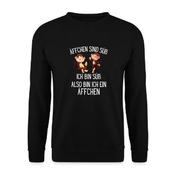 Äffchen Dschungel Tier Lustiges Geschenk Affe - Unisex Pullover - Schwarz - Vorne - Alina (178cm) & Michal (187cm)