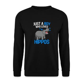 Hippo Boys Africa Safari Animal Gift Hippo - Sweat-shirt Unisexe - noir - Devant - Alina (178cm) & Michal (187cm)
