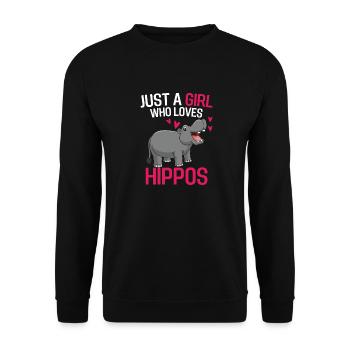 Hippo Girl Africa Zoo Animal Gift Hippo - Sweat-shirt Unisexe - noir - Devant - Alina (178cm) & Michal (187cm)