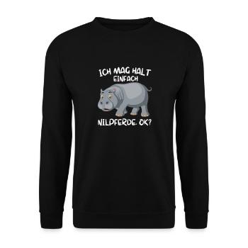 Hippo Tierliebhaber Afrika Tier Geschenk Nilpferd - Unisex Pullover - Schwarz - Vorne - Alina (178cm) & Michal (187cm)