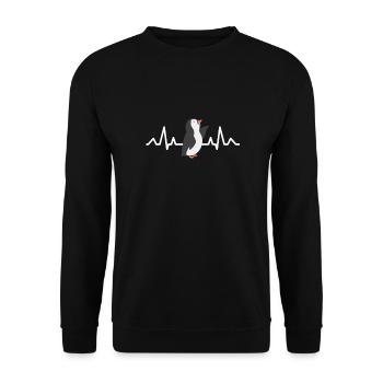 Antarktis Tier Geschenk Herzschlag Pinguin - Unisex Pullover - Schwarz - Vorne - Alina (178cm) & Michal (187cm)