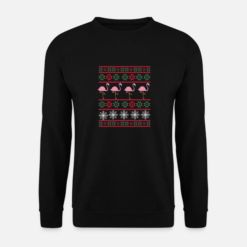 Flamingo Ugly Christmas Geschenk Frohe Weihnachten - Unisex Pullover - Schwarz