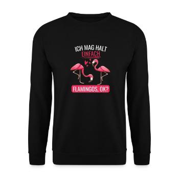 Tropen Vogel Tier Geschenk Lustiges Rosa Flamingo - Unisex Pullover - Schwarz - Vorne - Alina (178cm) & Michal (187cm)