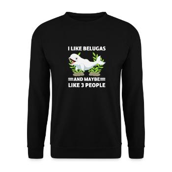 Beluga Wal Ozean Tier Lustiges Geschenk Beluga - Unisex Pullover - Schwarz - Vorne - Alina (178cm) & Michal (187cm)