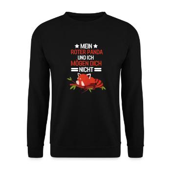 Lustiges Zoo Tier Geschenk Roter Panda - Unisex Pullover - Schwarz - Vorne - Alina (178cm) & Michal (187cm)