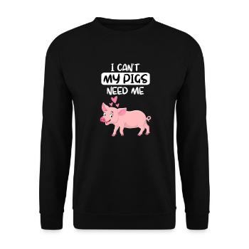 Fermier d’animaux de ferme Drôle de cochon cadeau - Sweat-shirt Unisexe - noir - Devant - Alina (178cm) & Michal (187cm)