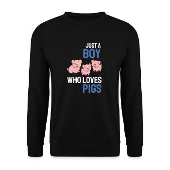 Farm Animal Lovers Boy Gift Pig - Unisex Sweatshirt - black - Front - Alina (178cm) & Michal (187cm)