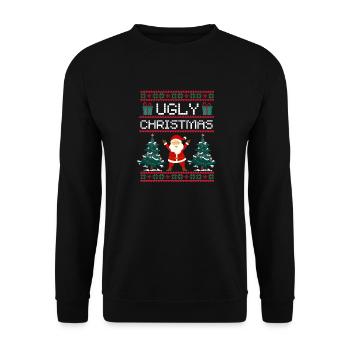 Père Noël Cadeau de Noël moche Noël - Sweat-shirt Unisexe - noir - Devant - Alina (178cm) & Michal (187cm)