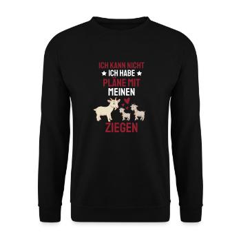 Lustiges Bauernhof Tier Geschenk Ziege - Unisex Pullover - Schwarz - Vorne - Alina (178cm) & Michal (187cm)