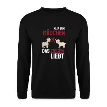 Bauernhof Tier Mädchen Bauer Geschenk Ziege - Unisex Pullover - Schwarz - Vorne - Alina (178cm) & Michal (187cm)