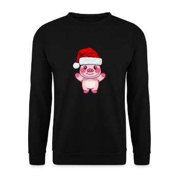 Cadeau d’animal de ferme Père Noël Cochon - Sweat-shirt Unisexe - noir - Devant - Alina (178cm) & Michal (187cm)