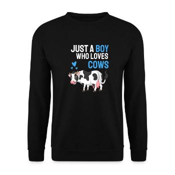 Young Cow Farmer Gift Farm Animal Cow - Unisex Sweatshirt - black - Front - Alina (178cm) & Michal (187cm)