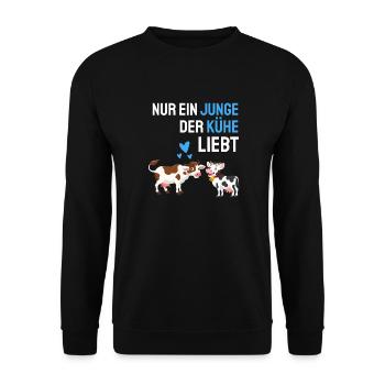 Kuhstall Bauernhof Tier Jungen Geschenk Kuh - Unisex Pullover - Schwarz - Vorne - Alina (178cm) & Michal (187cm)