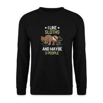 Tropical Zoo Animal Funny Gift Sloth - Unisex Sweatshirt - black - Front - Alina (178cm) & Michal (187cm)