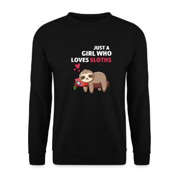 Tropical Zoo Animal Girl Gift Sloth - Unisex Sweatshirt - black - Front - Alina (178cm) & Michal (187cm)