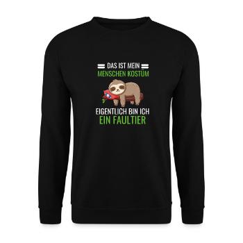 Tropisches Tier Kostüm Party Geschenk Faultier - Unisex Pullover - Schwarz - Vorne - Alina (178cm) & Michal (187cm)