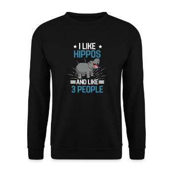 Afrique Hippopotame animal cadeau hippopotame drôle - Sweat-shirt Unisexe - noir - Devant - Alina (178cm) & Michal (187cm)