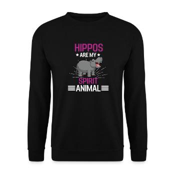 Africa Zoo Animal Lovers Cadeau Funny Hippo - Sweat-shirt Unisexe - noir - Devant - Alina (178cm) & Michal (187cm)