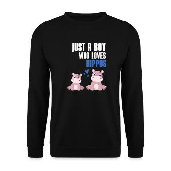 Afrika Zoo Tier Hippo Jungen Geschenk Nilpferd - Unisex Pullover - Schwarz - Vorne - Alina (178cm) & Michal (187cm)