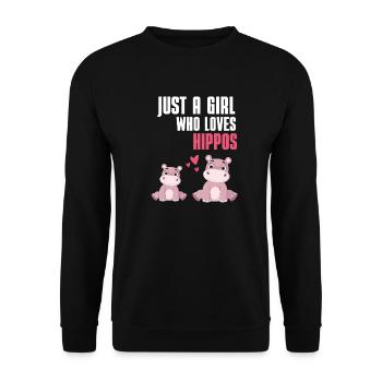 Afrique Zoo Animal Hippopotame Fille Cadeau Hippopotame - Sweat-shirt Unisexe - noir - Devant - Alina (178cm) & Michal (187cm)